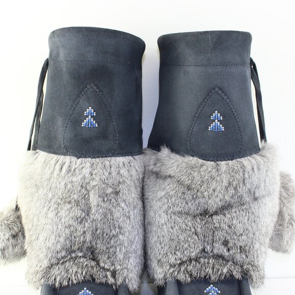 Manitobah Suede Leather Tall Fur Moccasin Boots Women (8 US) - Picture 7 of 11